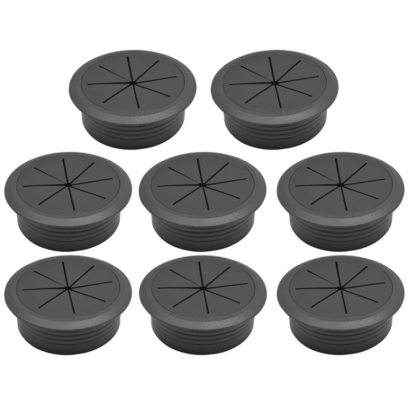 BOPOREAE Desk Grommet 2"" (50 mm), Desk Hole Cover for Cables Black, Cable Grommet ABS Plastic, Desk Hole Grommet for Office and Home Table Cable, Detachable & Flexible Cable Cord Organizer-8 Pcs - Image 1